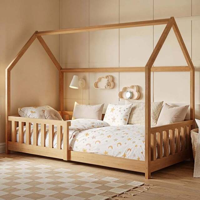 Flair Explorer Single Pine Playhouse Bed Frame with Rails - Brown - Wilko - image 1