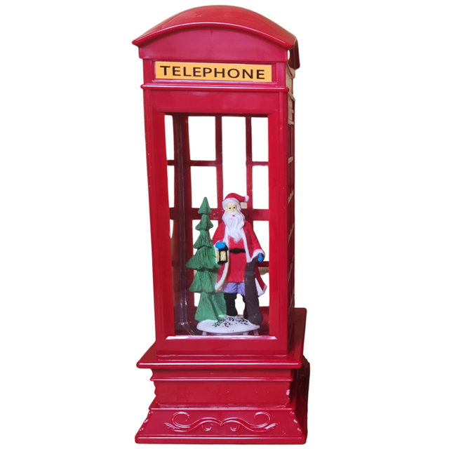 Samuel Alexander Telephone Box Santa Scene Water Spinner Christmas Decoration 26.5cm - Size: 26 x 20 x 20cm - Red - Wilko - image 1