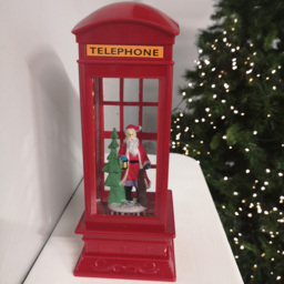 Samuel Alexander Telephone Box Santa Scene Water Spinner Christmas Decoration 26.5cm - Size: 26 x 20 x 20cm - Red - Wilko - thumbnail 3