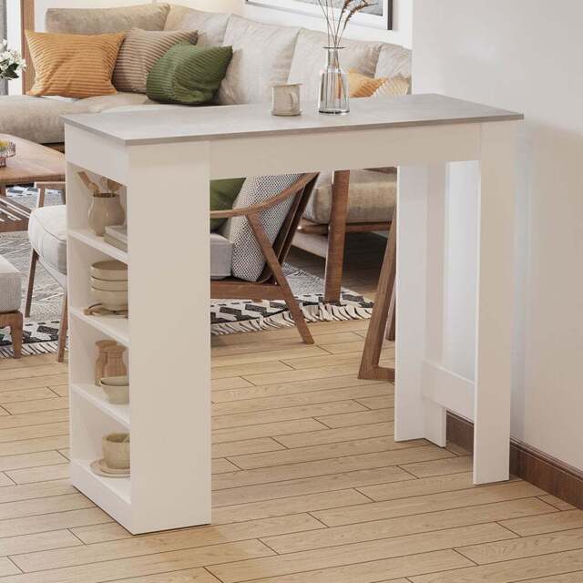 Portland 2 Seater Dining Table Grey with 4 Tier Storage Shelf - Size: 115 x 50 x 102.7cm - Wilko - image 1