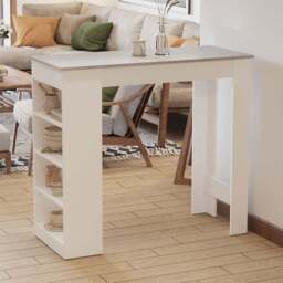 Portland 2 Seater Dining Table Grey with 4 Tier Storage Shelf - Size: 115 x 50 x 102.7cm - Wilko - thumbnail 1
