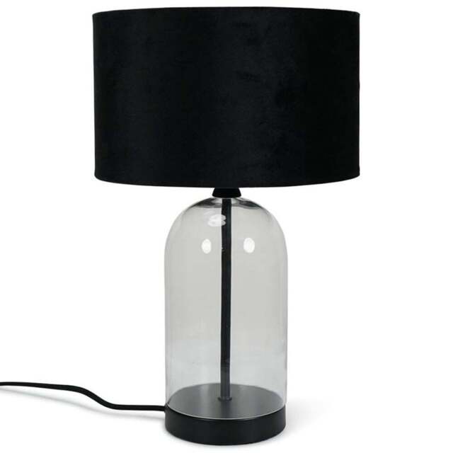 ValueLights Jessy Black Velvet Shade Glass LED Table Lamp - Size: 45 x 25 x 25cm - Wilko - image 1