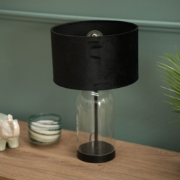 ValueLights Jessy Black Velvet Shade Glass LED Table Lamp - Size: 45 x 25 x 25cm - Wilko - thumbnail 6