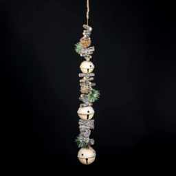 Shatchi Cream Jingle Bell Christmas Garland with Sticks Berries and Pinecones 90cm - Size: 90 x 18 x 8cm - Gold - Wilko - thumbnail 3