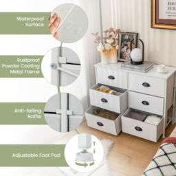 Costway 6 Drawer Rustic White Chest of Drawers - Wilko - thumbnail 5