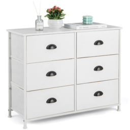 Costway 6 Drawer Rustic White Chest of Drawers - Wilko - thumbnail 3