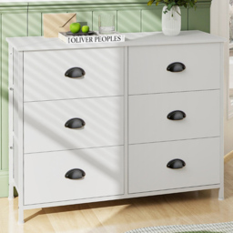 Costway 6 Drawer Rustic White Chest of Drawers - Wilko - thumbnail 1
