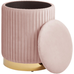 GFW Esme Blush Pink Pleated Storage Stool - Size: 45 x 38 x 38cm - Wilko - thumbnail 4