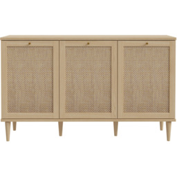 Florence Calasetta 3 Door Light Oak Rattan Sideboard - Size: 41 x 149 x 89cm - Multi - Furniture to Go - Wilko - thumbnail 4