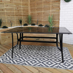 Samuel Alexander 4 Seater Glass Top Garden Dining Table with Grey Banana Parasol and Base 3m - Black - Wilko - thumbnail 4