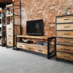 Brooklyn Carnaby 6 Drawer Industrial Tall Chest of Drawers - Brown - Wilko - thumbnail 5