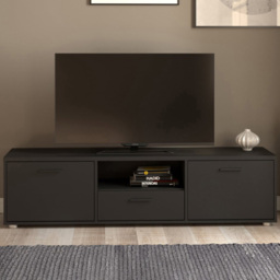 Furniture To Go Media 2 Door Single Drawer Black TV Unit - Size: 39.8 x 147.2 x 38.4cm - Wilko - thumbnail 1