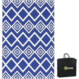 Outsunny Blue and White Reversible Outdoor Rug with Carry Bag 182 x 274cm - Size: 274 x 182 x 0.3cm - Wilko - thumbnail 1