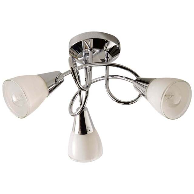 Kliving Dione 3 Light White Glass Shade Chrome Ceiling Light - Size: 19.5 x 36 x 36cm - Silver - Wilko - image 1