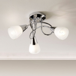 Kliving Dione 3 Light White Glass Shade Chrome Ceiling Light - Size: 19.5 x 36 x 36cm - Silver - Wilko - thumbnail 4