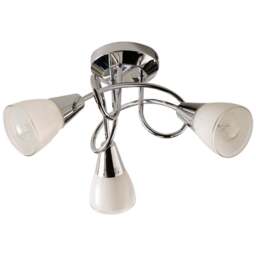 Kliving Dione 3 Light White Glass Shade Chrome Ceiling Light - Size: 19.5 x 36 x 36cm - Silver - Wilko