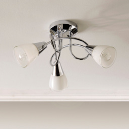 Kliving Dione 3 Light White Glass Shade Chrome Ceiling Light - Size: 19.5 x 36 x 36cm - Silver - Wilko - thumbnail 3