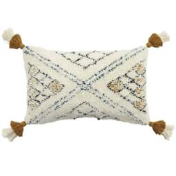 furn. Atlas Ochre Global Tufted Cushion - Size: 50 x 30cm - Multi - Wilko