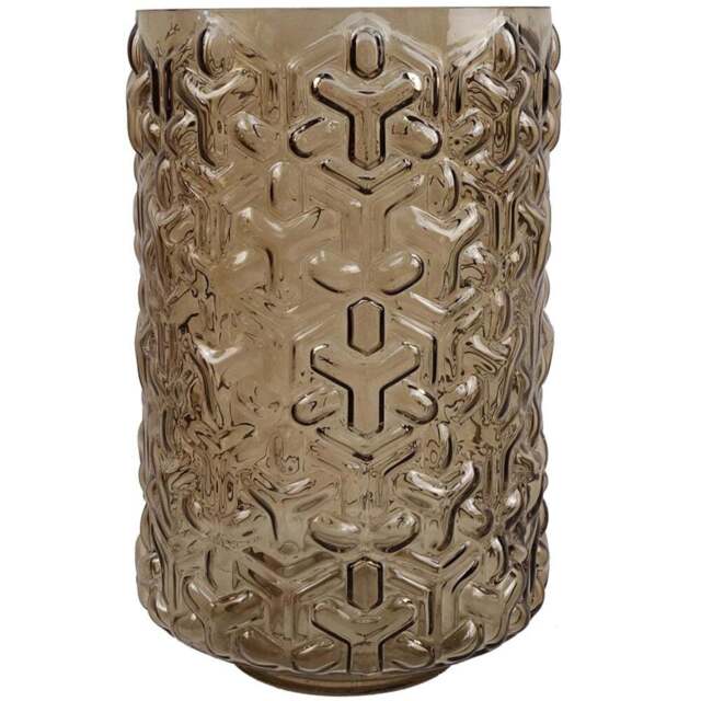 Botanik Chestnut Embossed Glass Vase 26cm - Size: 26 x 16 x 16cm - Brown - Wilko - image 1