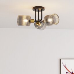 Roman 3 Arm Flush Ceiling Fitting Smoked Black - Wilko - thumbnail 3