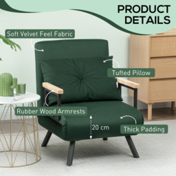 HOMCOM Click Clack Green Single Bed Chair - Wilko - thumbnail 7