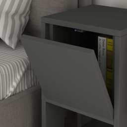 Decortie Ema Single Door Single Shelf Anthracite Grey Modern Bedside Table - Black - Wilko - thumbnail 4