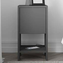 Decortie Ema Single Door Single Shelf Anthracite Grey Modern Bedside Table - Black - Wilko - thumbnail 1