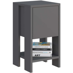 Decortie Ema Single Door Single Shelf Anthracite Grey Modern Bedside Table - Black - Wilko - thumbnail 3