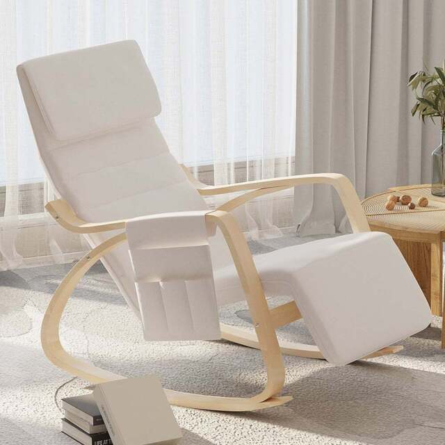 Portland Cream White Rocking Lounge Chair - Size: Single - Wilko - image 1