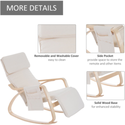 Portland Cream White Rocking Lounge Chair - Size: Single - Wilko - thumbnail 7