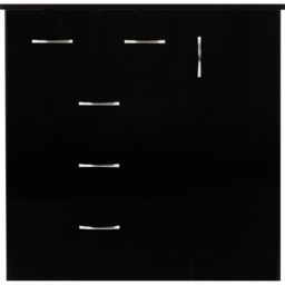 Seconique Nevada 5 Drawer Black Gloss Low Wardrobe - Size: Single Door, 5 Drawer - Wilko - thumbnail 4
