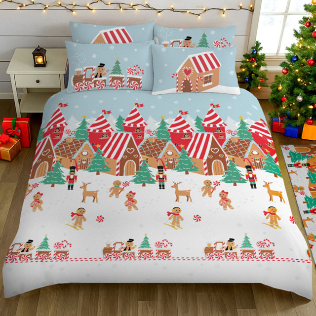 Velosso King Blue Gingerbread Town Duvet Set - Wilko - image 1