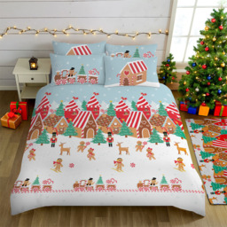 Velosso King Blue Gingerbread Town Duvet Set - Wilko - thumbnail 4