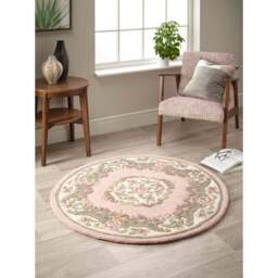 Origins Shensi Pink Wool Round Rug 120cm - Size: 120 x 120cm - Origins Rugs - Wilko - thumbnail 3