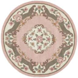 Origins Shensi Pink Wool Round Rug 120cm - Size: 120 x 120cm - Origins Rugs - Wilko