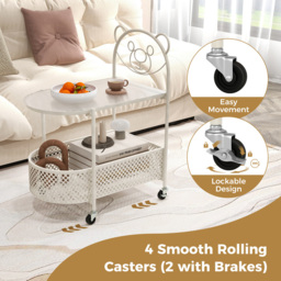 Costway Single Shelf White Bear Pattern Glass Coffee Table - Size: 60 x 40 x 76cm - Wilko - thumbnail 6