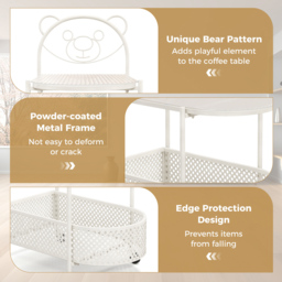 Costway Single Shelf White Bear Pattern Glass Coffee Table - Size: 60 x 40 x 76cm - Wilko - thumbnail 5