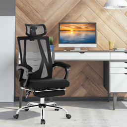 Costway Ergonomic Recliner Mesh Office Chair with Retractable Footrest - Size: 69 x 66 x 34cm - Black - Wilko - thumbnail 4