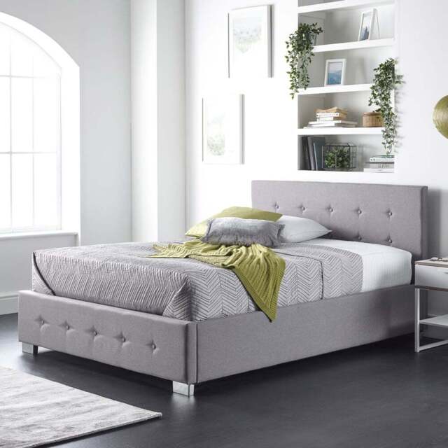 Aspire King Size Grey Linen Side Opening Ottoman Storage - Aspire Beds - Wilko - image 1
