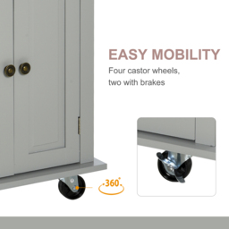Portland Grey and Rubberwood Island Kitchen Storage Trolley - Size: 111 x 45 x 83cm - Wilko - thumbnail 7