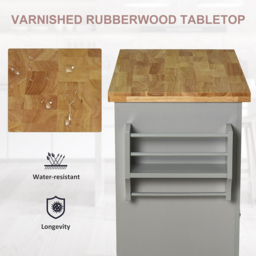 Portland Grey and Rubberwood Island Kitchen Storage Trolley - Size: 111 x 45 x 83cm - Wilko - thumbnail 6