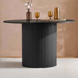 Birlea Axel 4 Seater Round Fluted Dining Table Black - Size: 76 x 120 x 120cm - SleepSoul - Wilko
