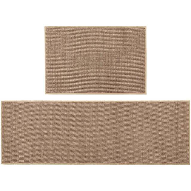 JVL Antarra Beige Rubber Backed Door Mat and Runner Set - Size: 75 x 50 x 5cm - Brown - Wilko - image 1