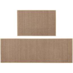 JVL Antarra Beige Rubber Backed Door Mat and Runner Set - Size: 75 x 50 x 5cm - Brown - Wilko