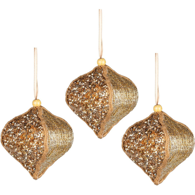 Shatchi Gold Sequin Bauble 3 Pack - Wilko - image 1