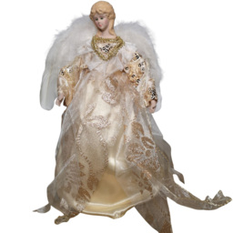 Premier Gold Angel with Feather Wings Christmas Tree Topper 30cm - Size: 30 x 30 x 9cm - Wilko