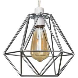 ValueLights Diablo Metallic Silver Industrial Wire Frame Pendant Lamp Shade - Size: 20.5 x 20 x 23.5cm - Wilko - thumbnail 1