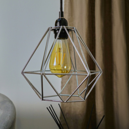 ValueLights Diablo Metallic Silver Industrial Wire Frame Pendant Lamp Shade - Size: 20.5 x 20 x 23.5cm - Wilko - thumbnail 6