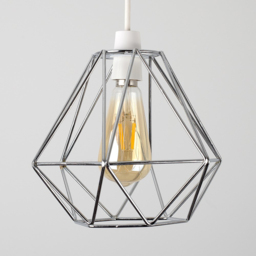 ValueLights Diablo Metallic Silver Industrial Wire Frame Pendant Lamp Shade - Size: 20.5 x 20 x 23.5cm - Wilko - thumbnail 4