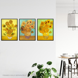 Artery8 Vincent Van Gogh Sunflower Painting Wall Art Print 30 x 41cm 3 Pack - Size: 40.5 x 30.5 x 0.3cm - Yellow - Wilko - thumbnail 4